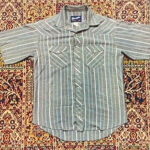 Wrangler Kids Gray and White Striped Button-Down Shirt